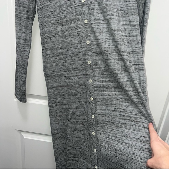Hatch Heather Gray Ribbed Button Down Long-Sleeve Dress - Picture 5 of 8